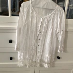 White lace linen shirt